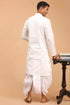 VASTRAMAY White Cotton Baap Beta Kurta Dhoti Set